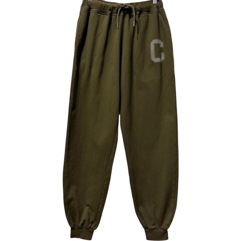 CELINE Cashmere Blend Jogger Olive Green Logo Sweatpants Women's Small